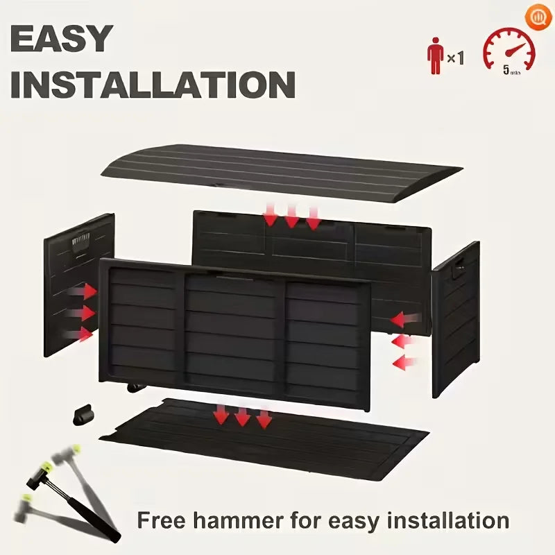 75 Gallon Large Outdoor Deck Box With Lockable Lid