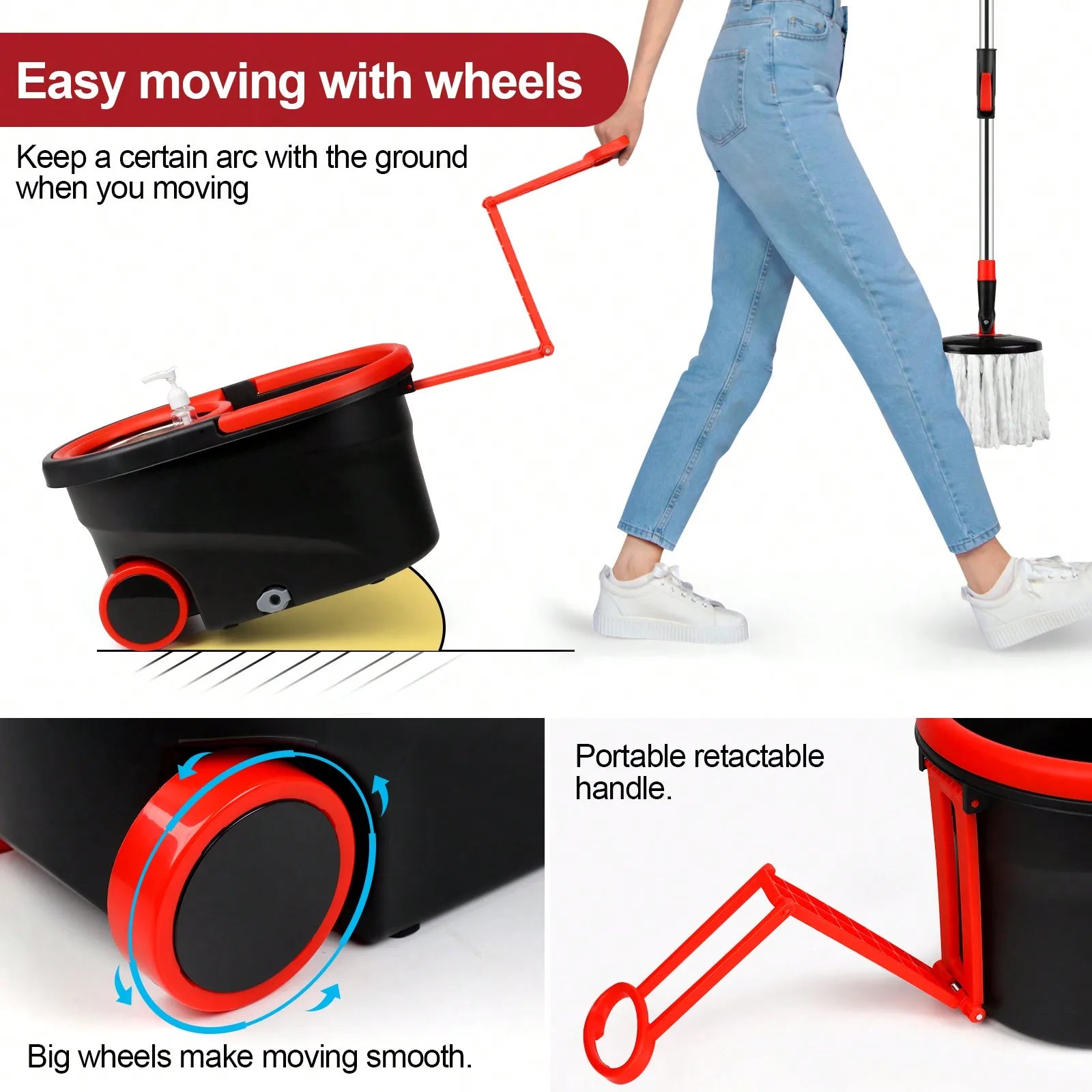 Rolling Spin Mop Bucket Set with Wringer