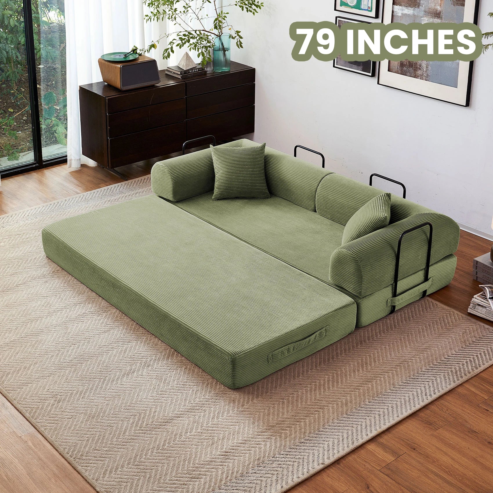79'' Boneless Couch Foldable Convertible Futon Sleeper