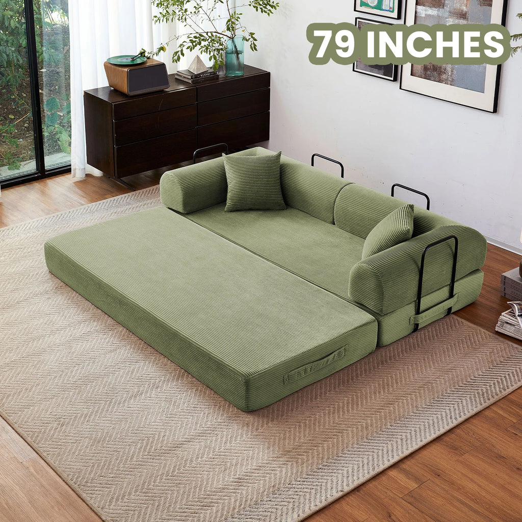 79'' Boneless Couch Foldable Convertible Futon Sleeper