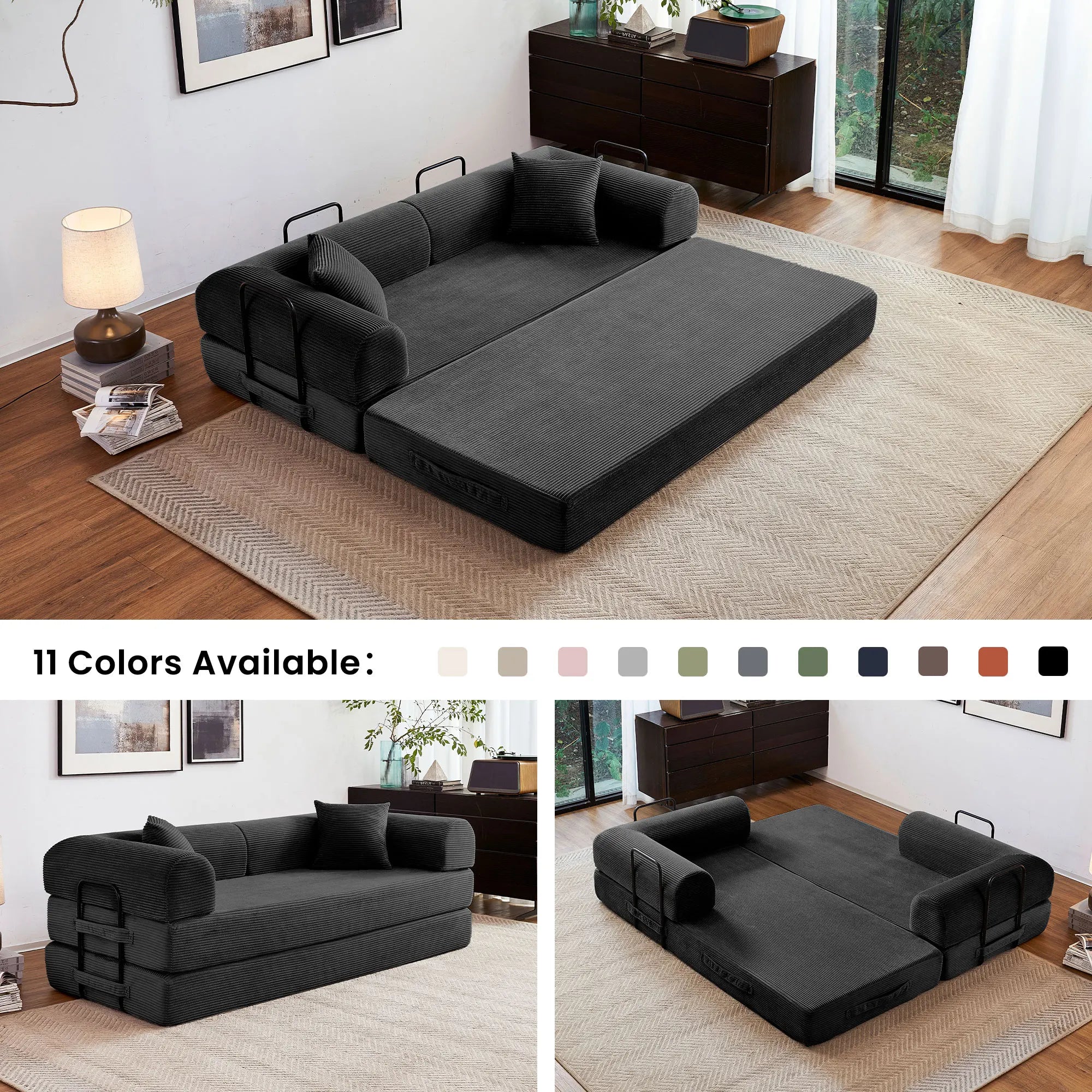 79'' Boneless Couch Foldable Convertible Futon Sleeper