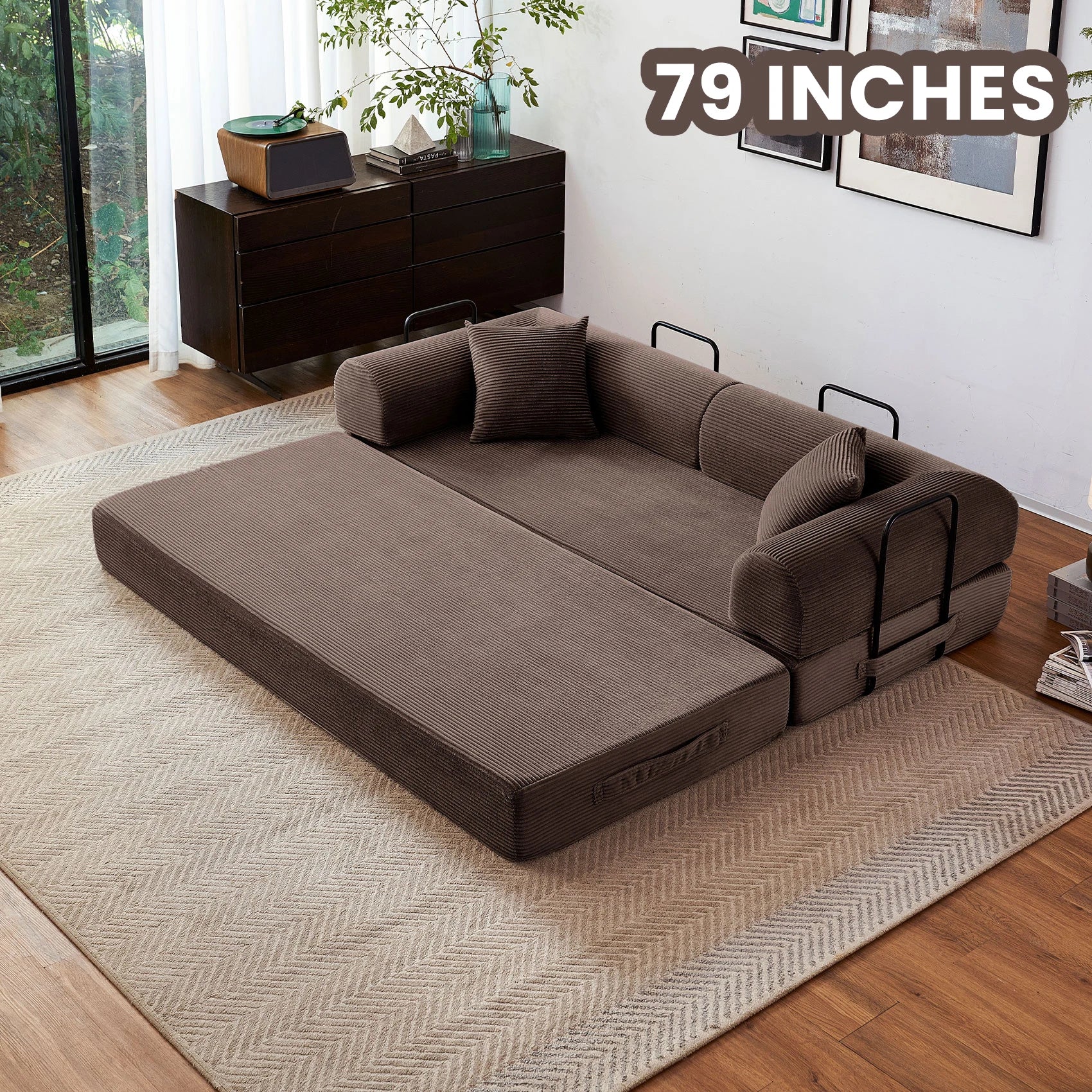 79'' Boneless Couch Foldable Convertible Futon Sleeper
