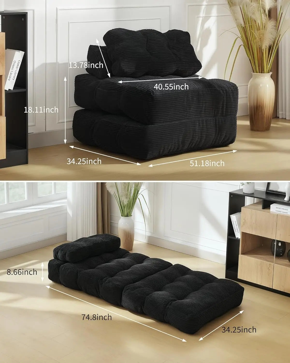 34" Folding Sofa Bed with Pillow Boneless Matress