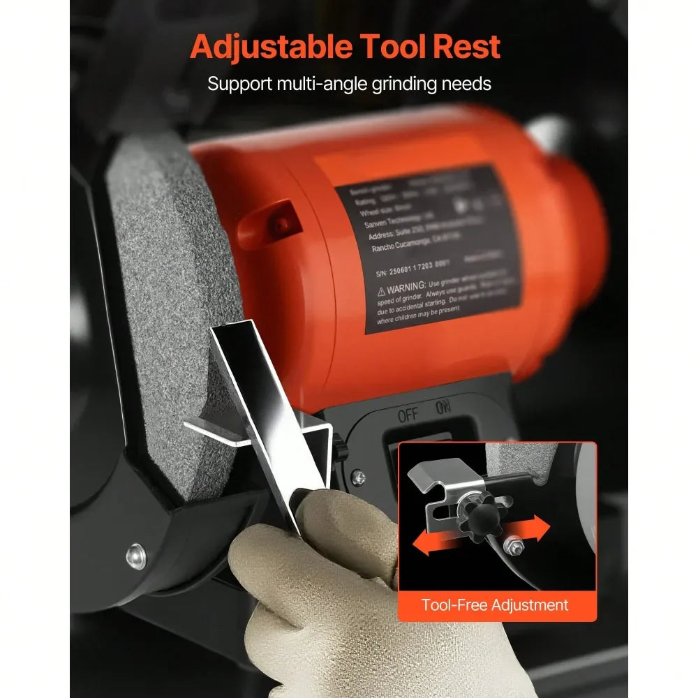 6Inch Single Speed Bench Grinder, 3450RPM