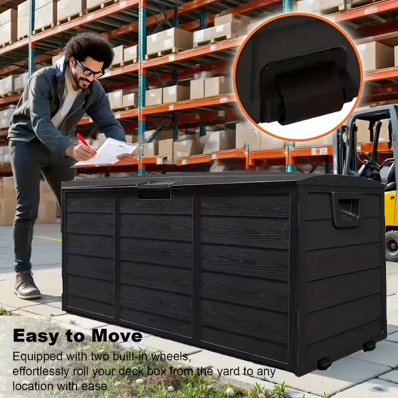 75 Gallon Large Outdoor Deck Box With Lockable Lid