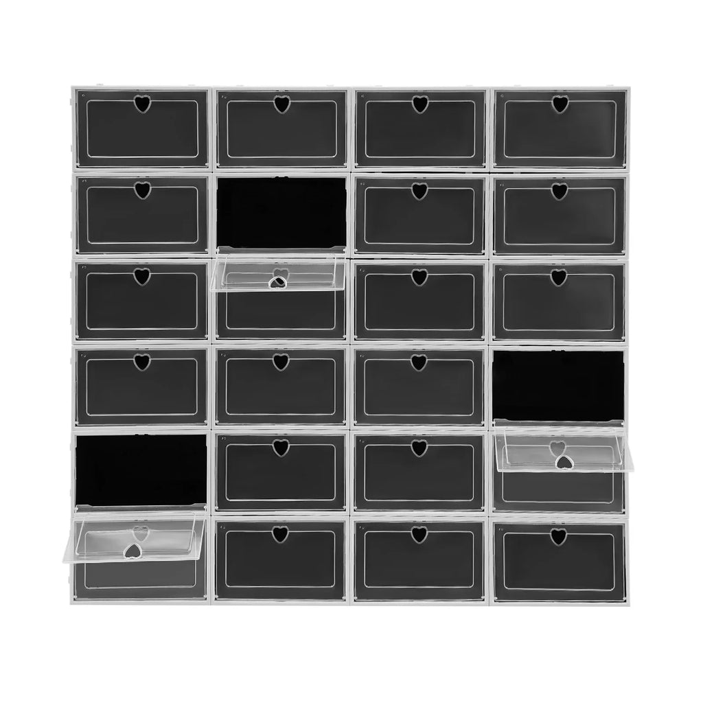 24Pcs Shoe Organizer Boxes Stackable