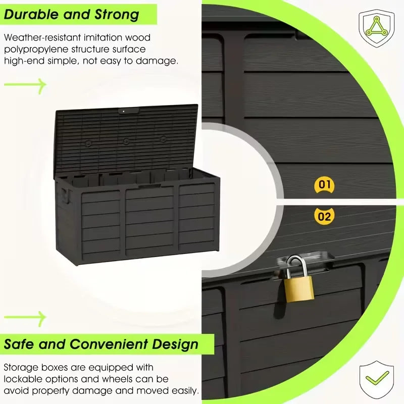 75 Gallon Large Outdoor Deck Box With Lockable Lid