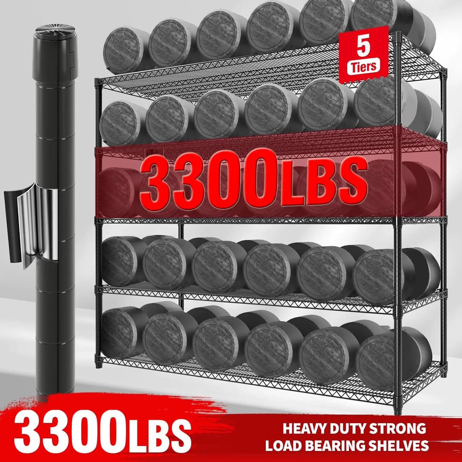 5-Tier Commercial Storage Shelves Unit with Wheels