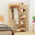 6 Tier Bamboo Garment Rack Open