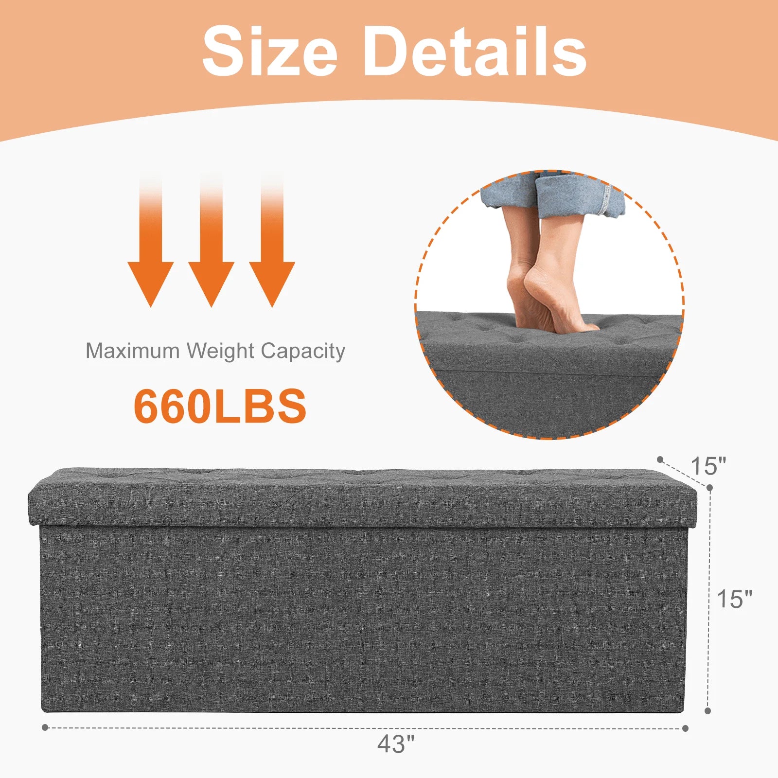 Ottoman Bench Foldable Storage Chest