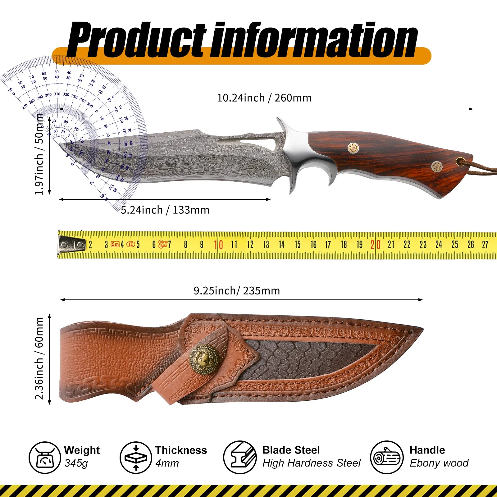 Damascus handmade forged knife