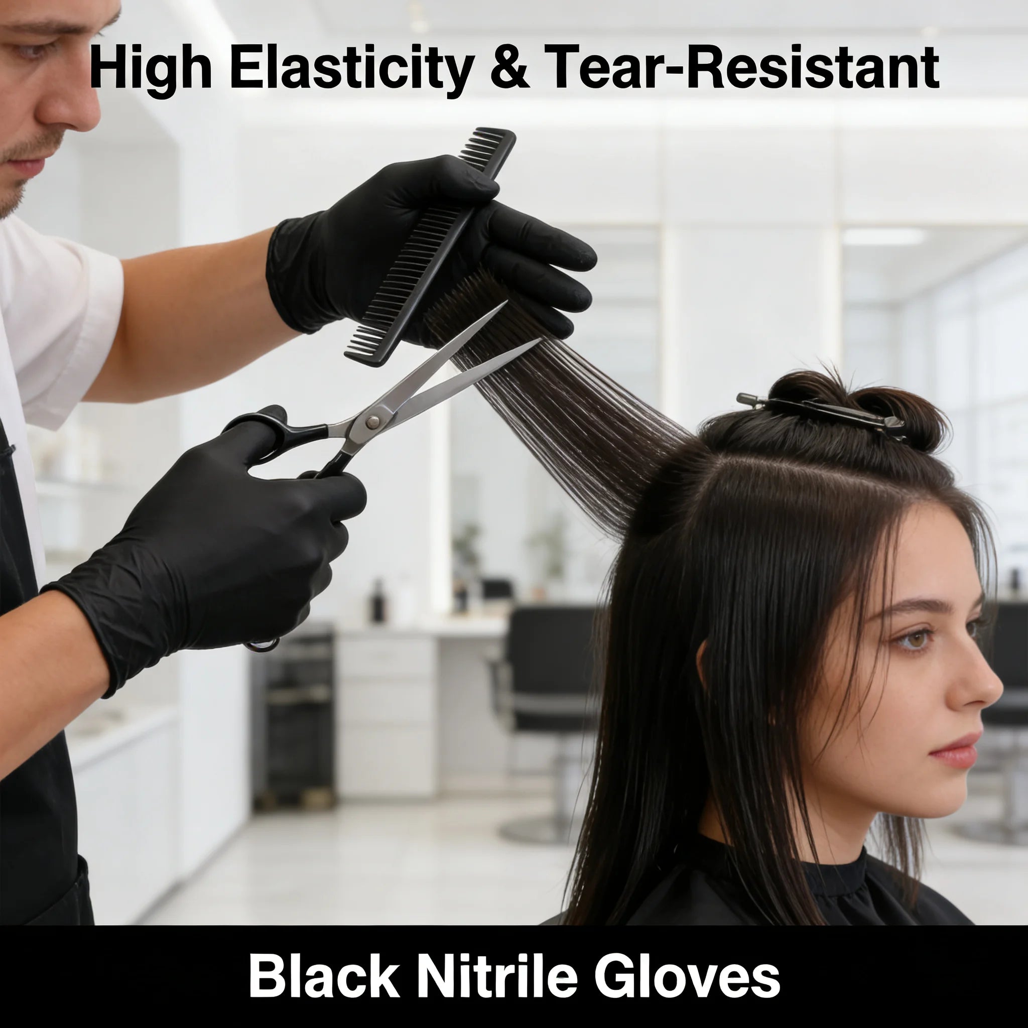 100pcs Disposable Black Nitrile Gloves Powder
