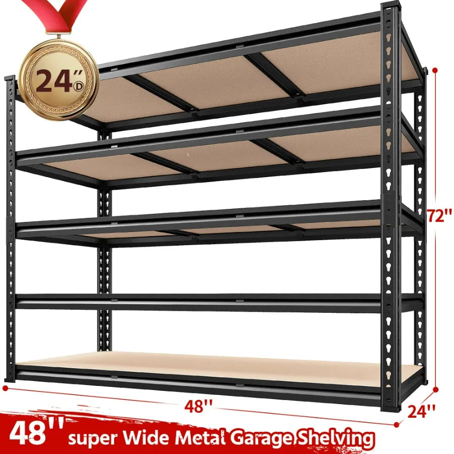 Adjustable Garage Storage Industrial Shelf,48"W x 24"D x 72"H