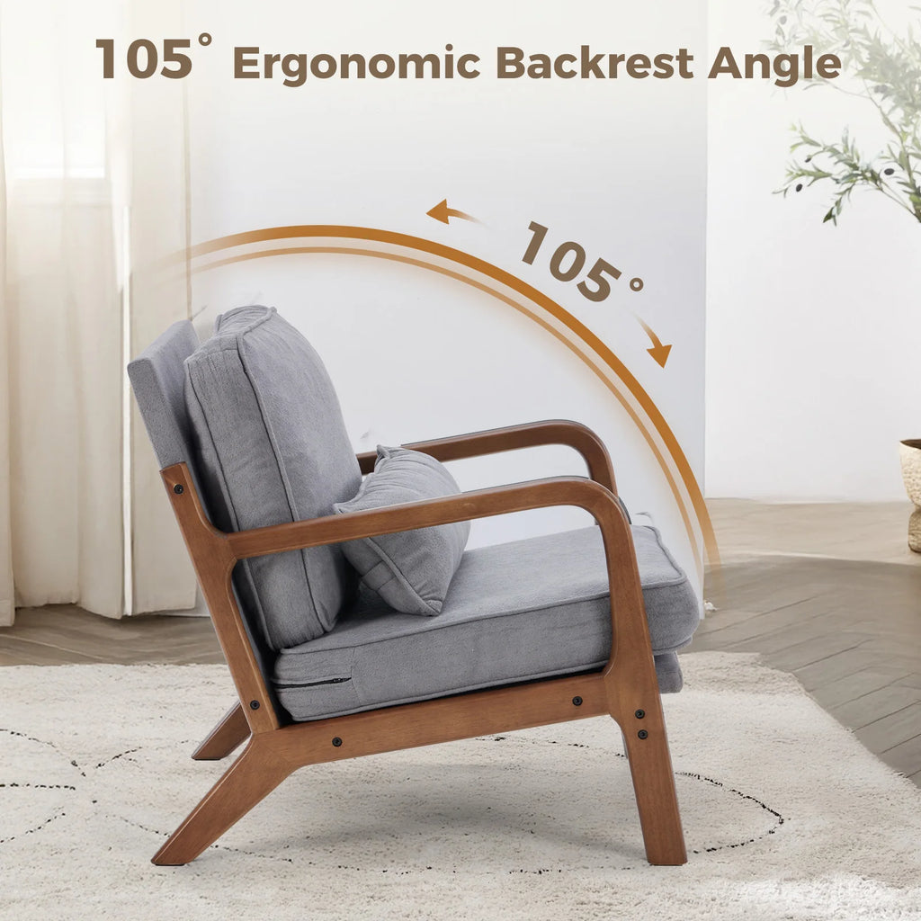 Wooden Chair with Arms and Waist Cushion