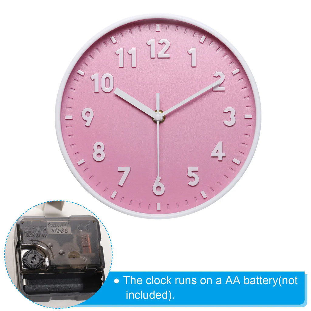 8 Inch Wall Clock Bedroom Decorative Pink
