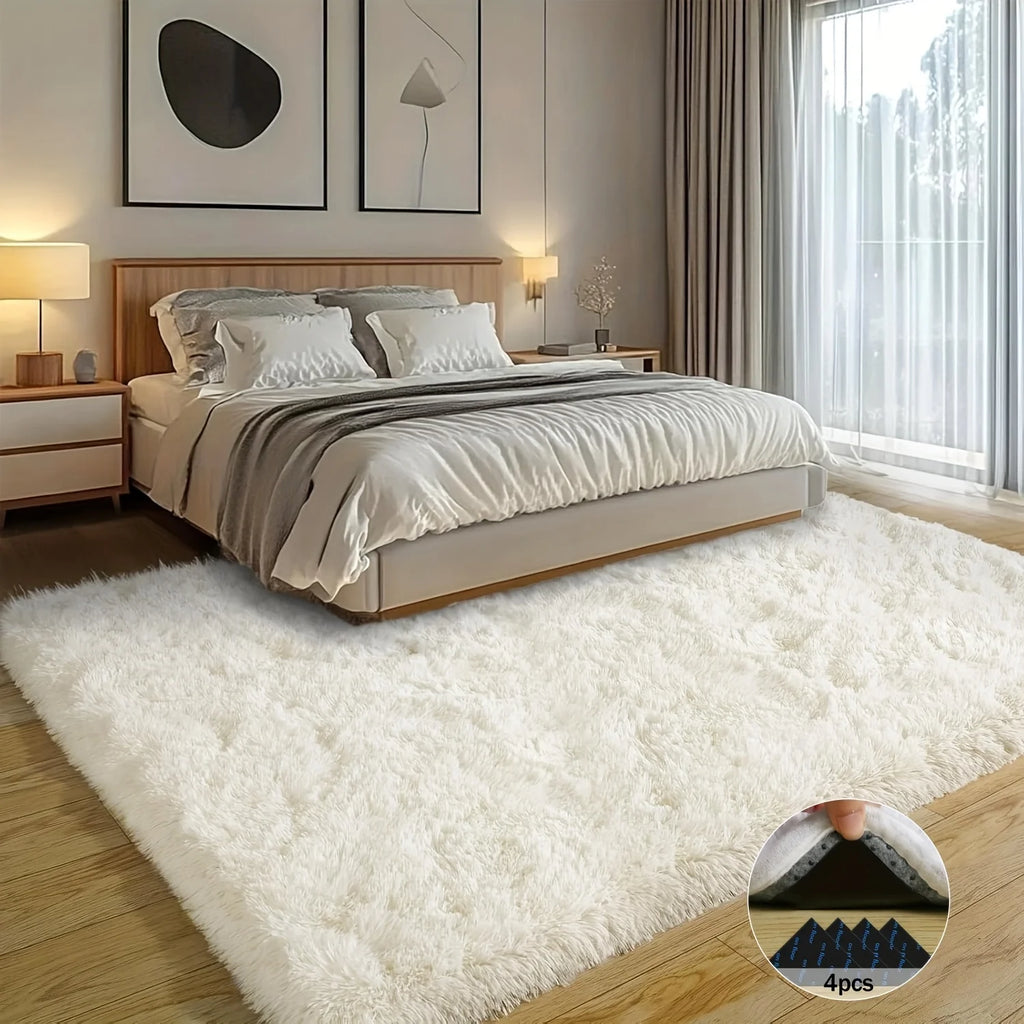 Off-White Soft Shag Plush Carpet