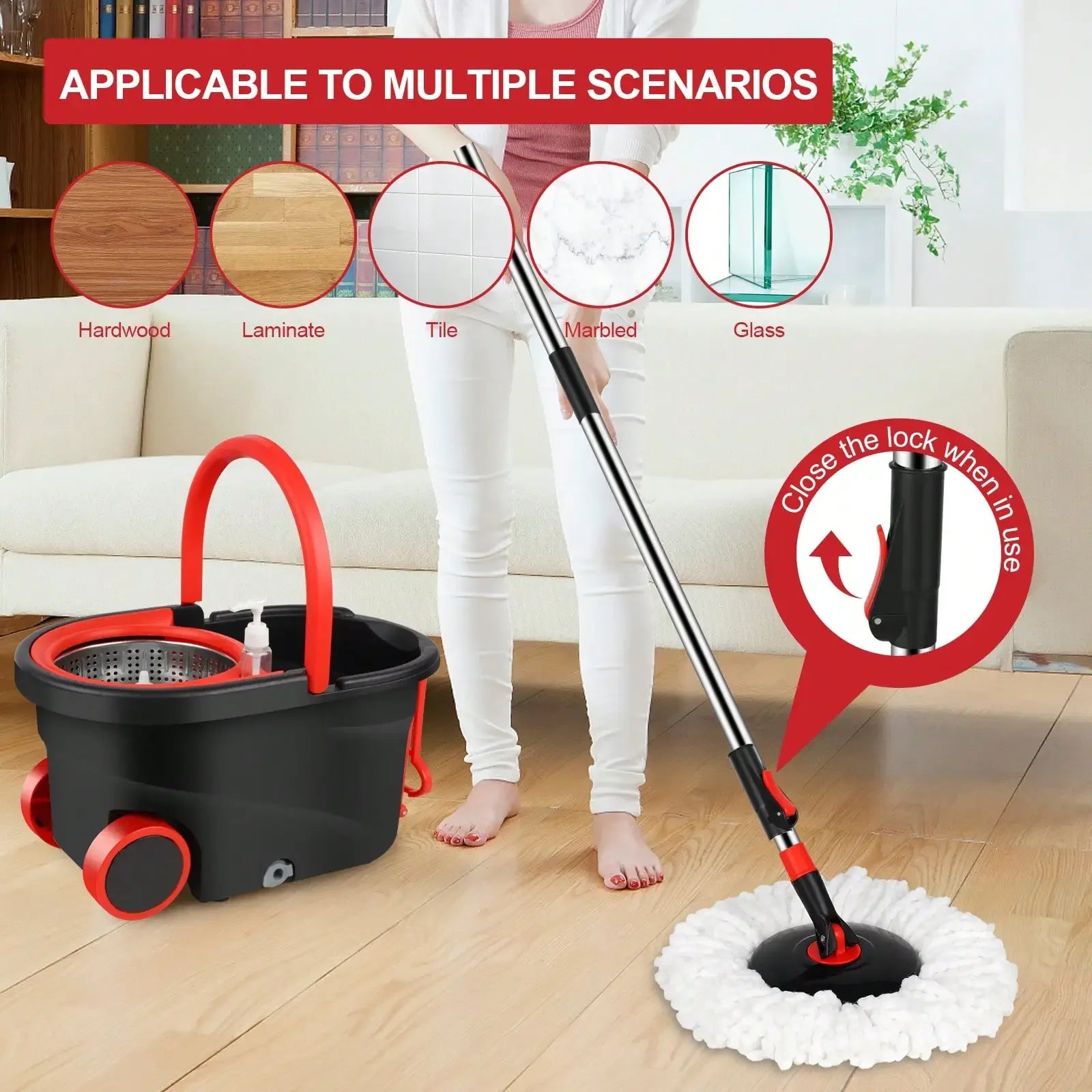 Rolling Spin Mop Bucket Set with Wringer
