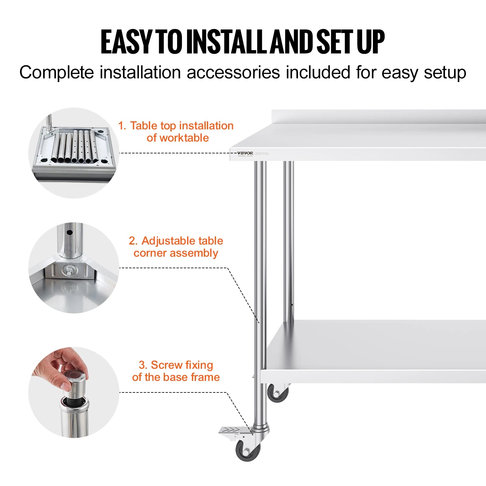 Table Stainless Steel Commercial Food Prep
