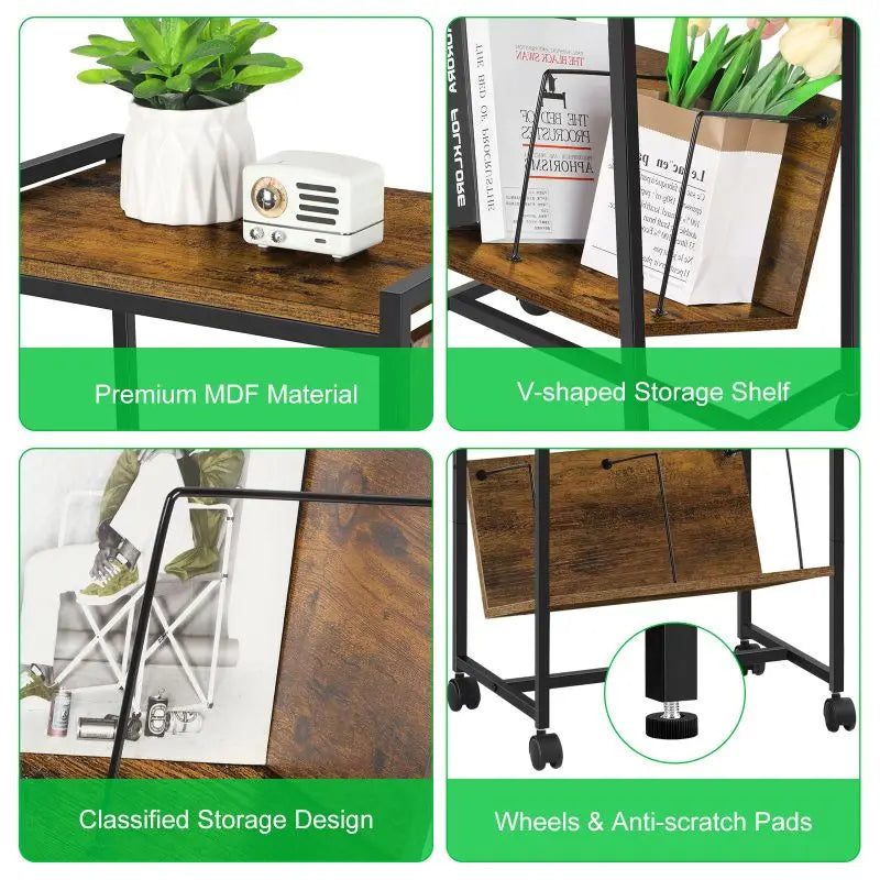 Record Player Stand with Vinyl Storage Side Table