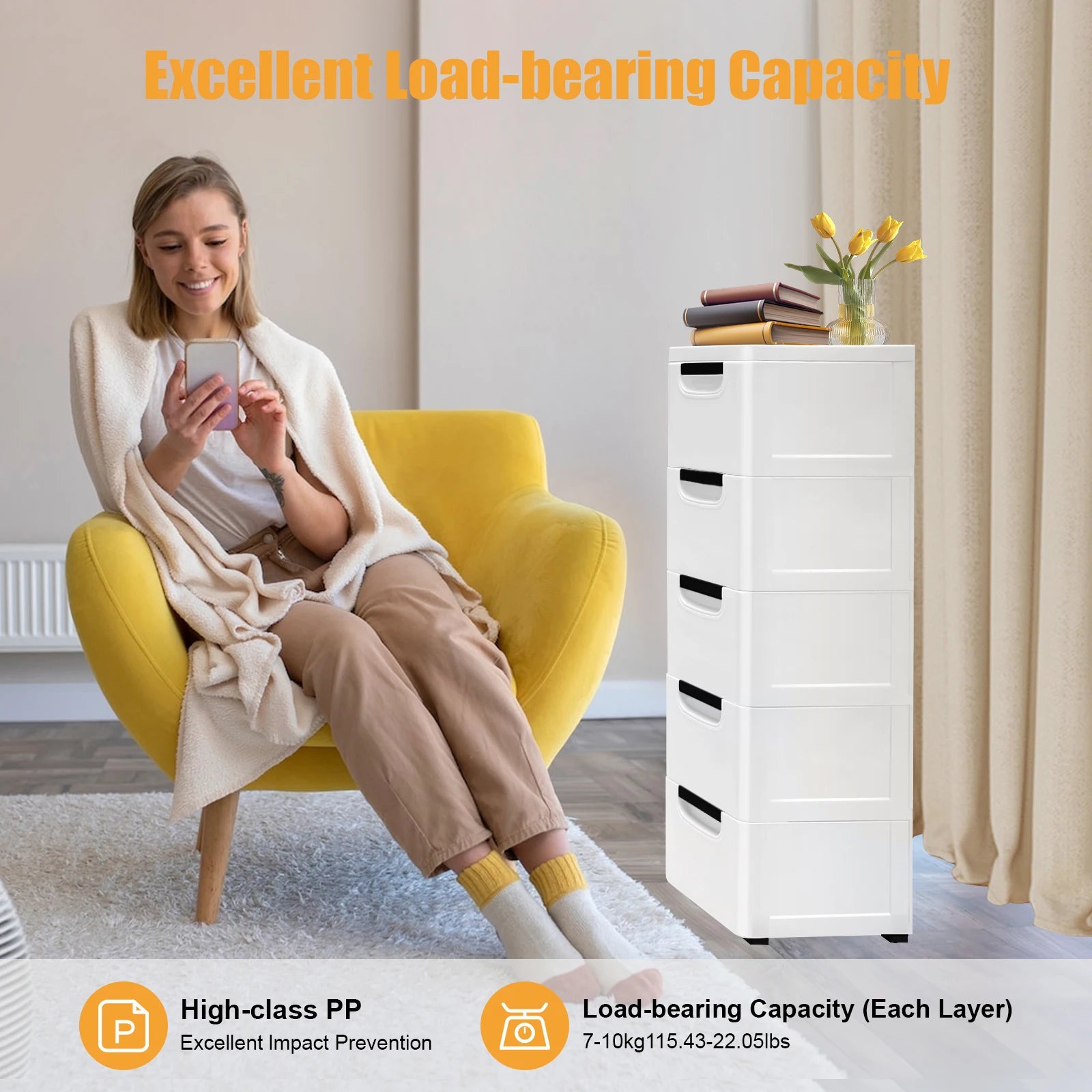 5-Drawer Rolling Storage Cabinet
