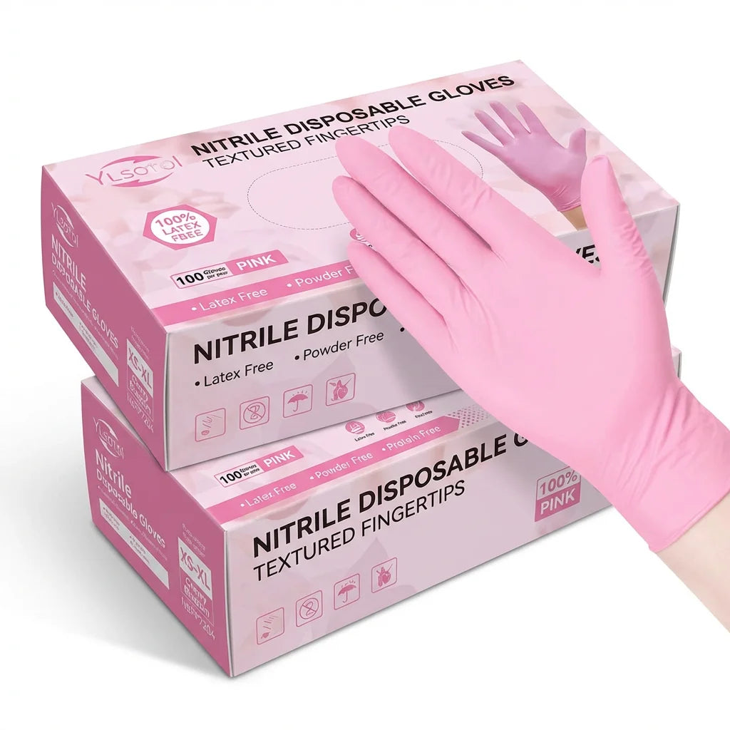 Pink Nitrile Gloves For Food Handling