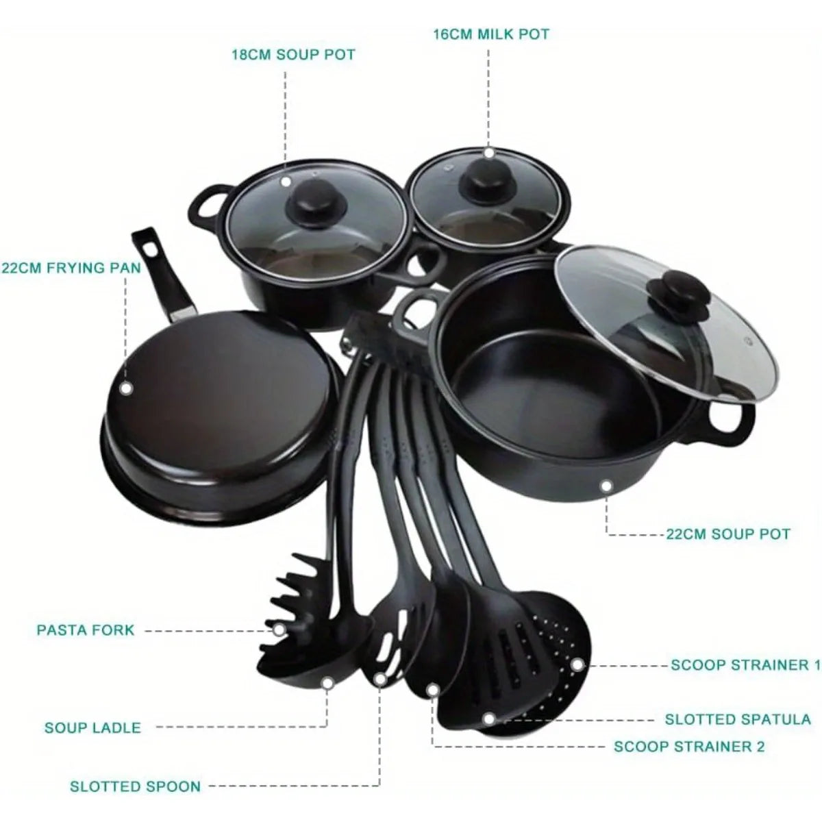 13PCS Non-Stick Pots and Pans Cookware