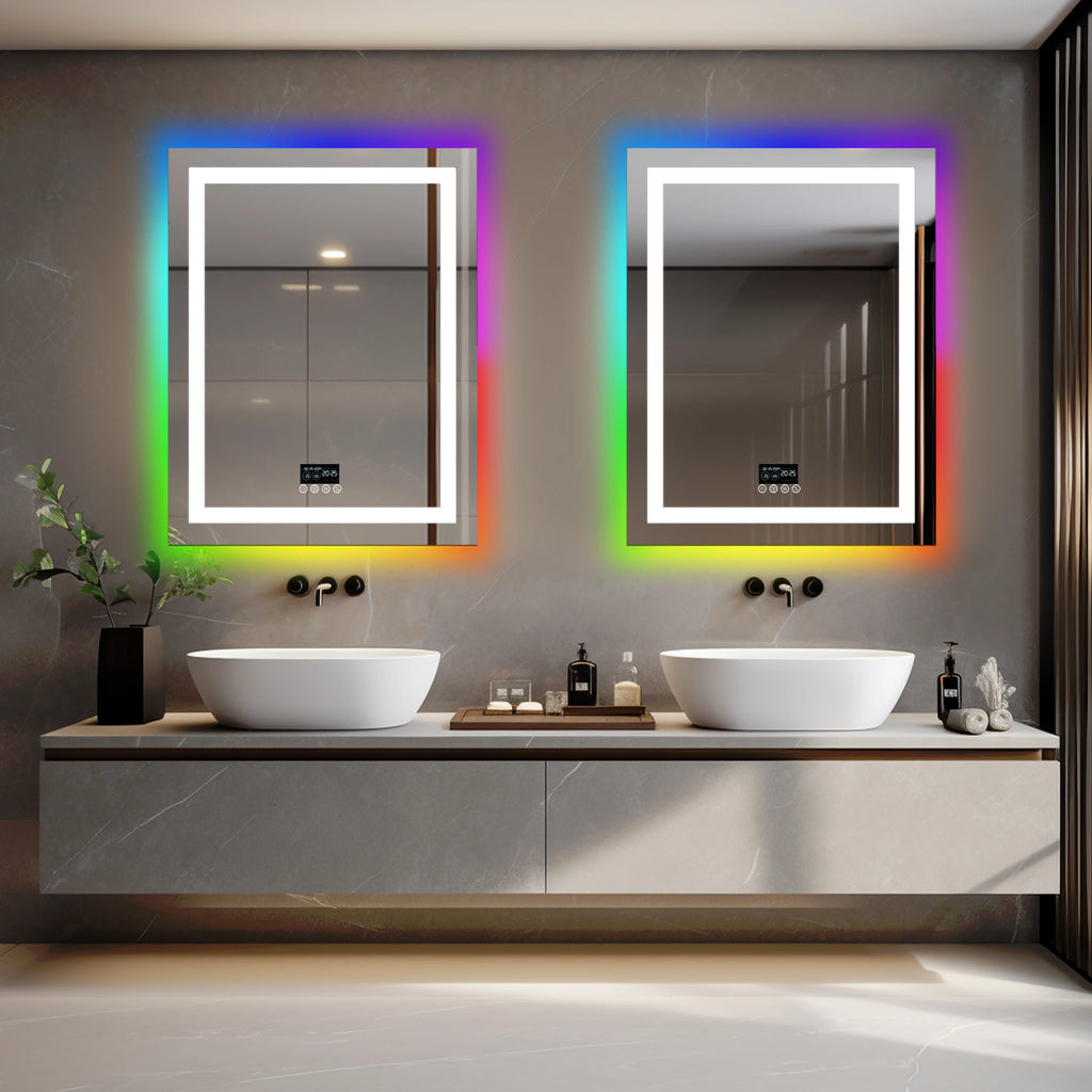 Rectangular RGB Bathroom Mirror With Bluetooth Speaker