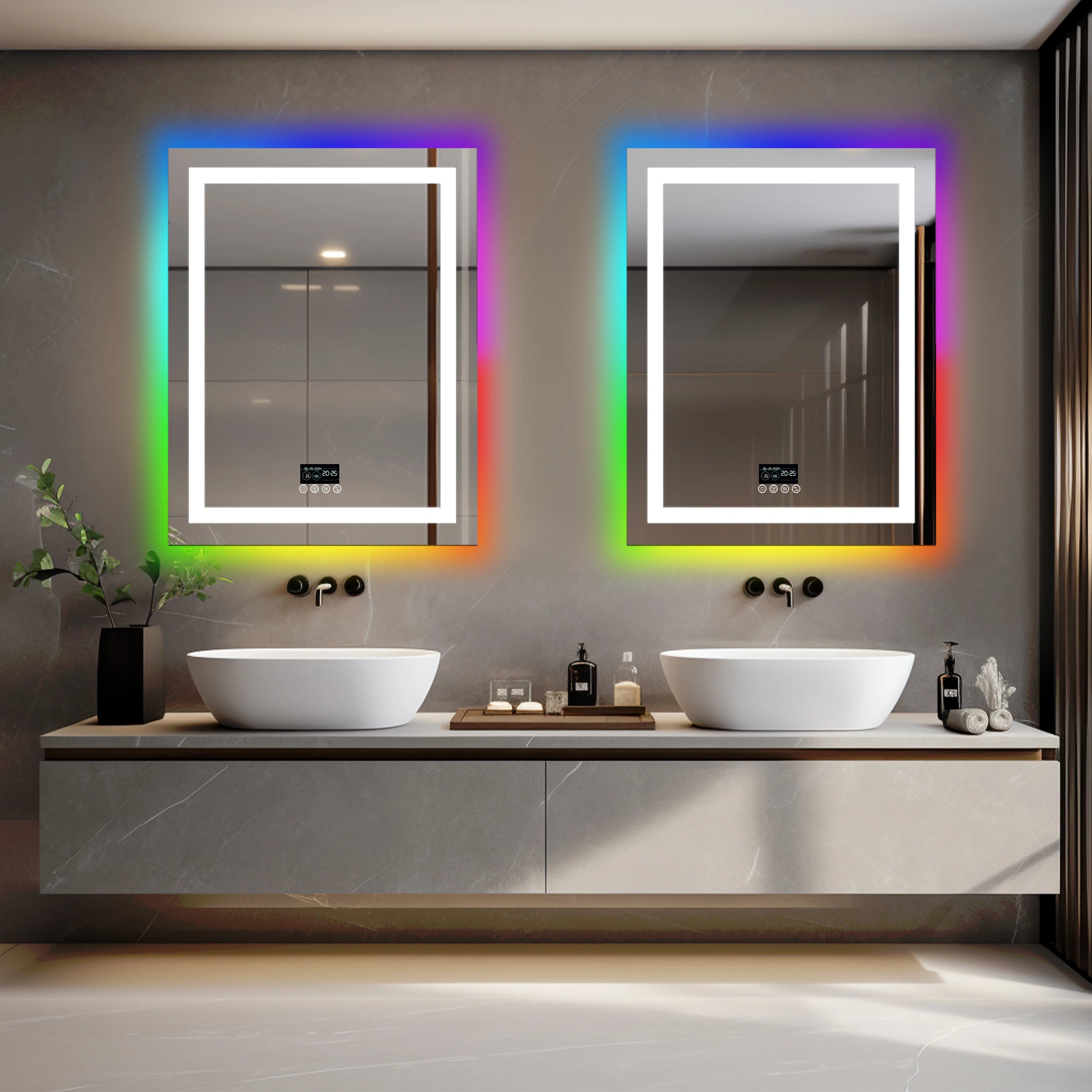 Rectangular RGB Bathroom Mirror With Bluetooth Speaker