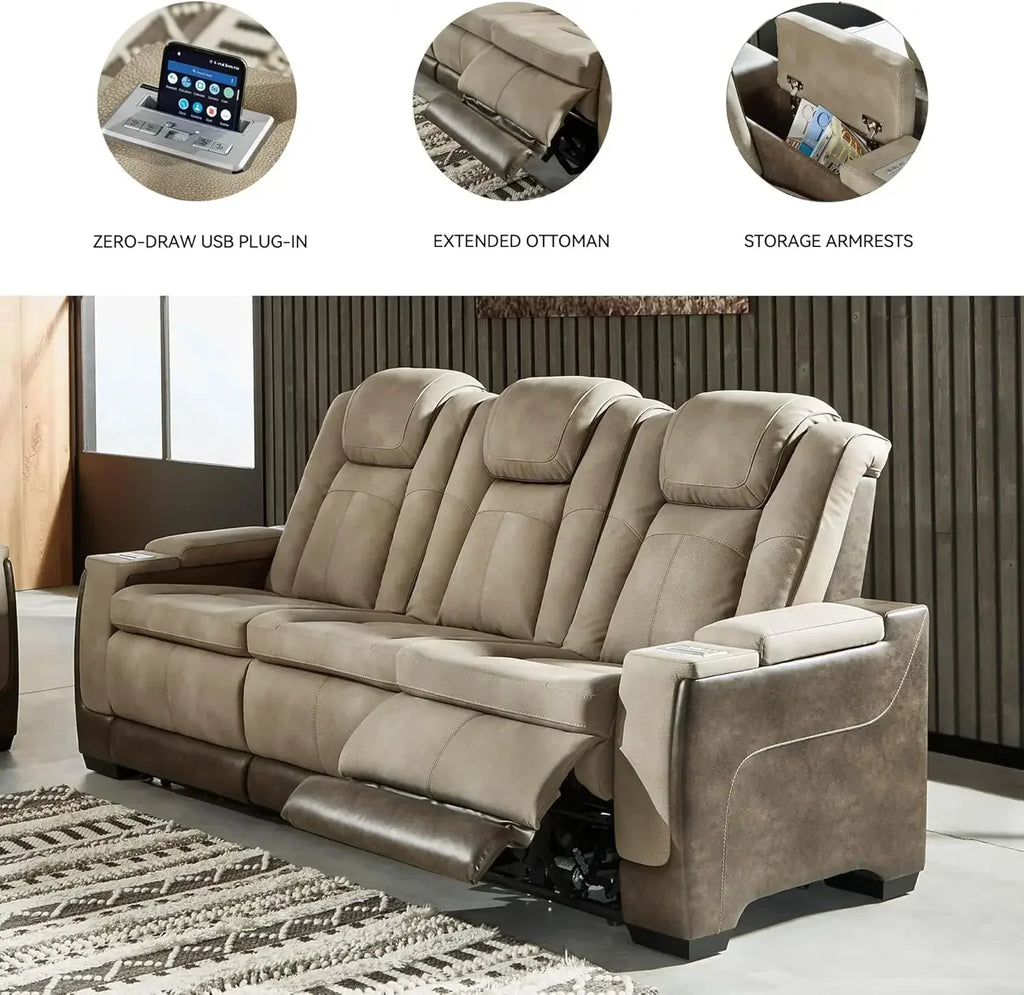 Power Reclining Sofa with Adjustable Headrest