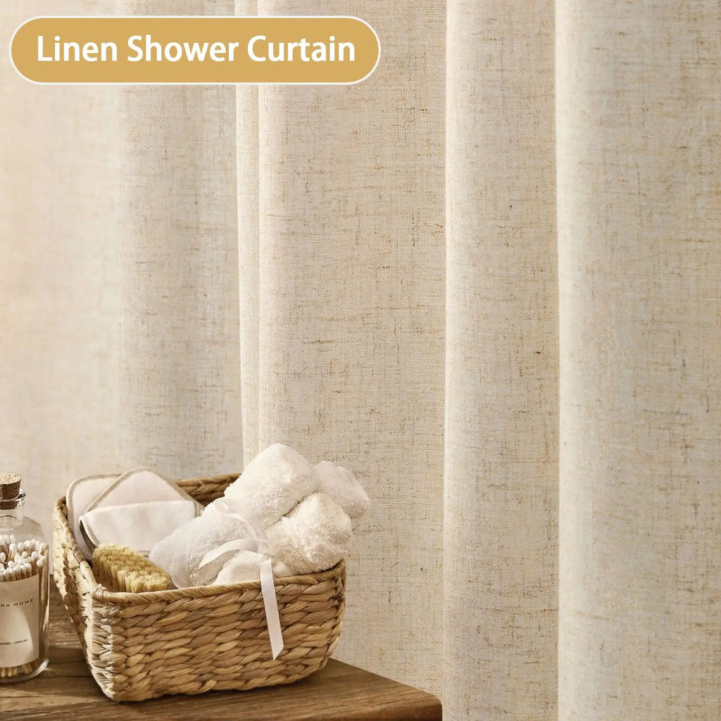 Shower Curtain Beige Boho Farmhouse