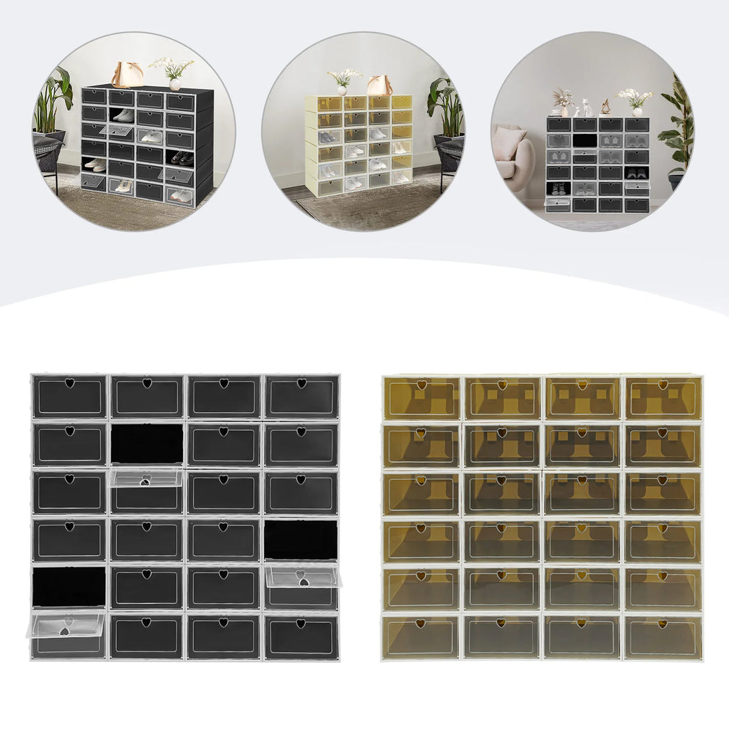 24Pcs Shoe Organizer Boxes Stackable
