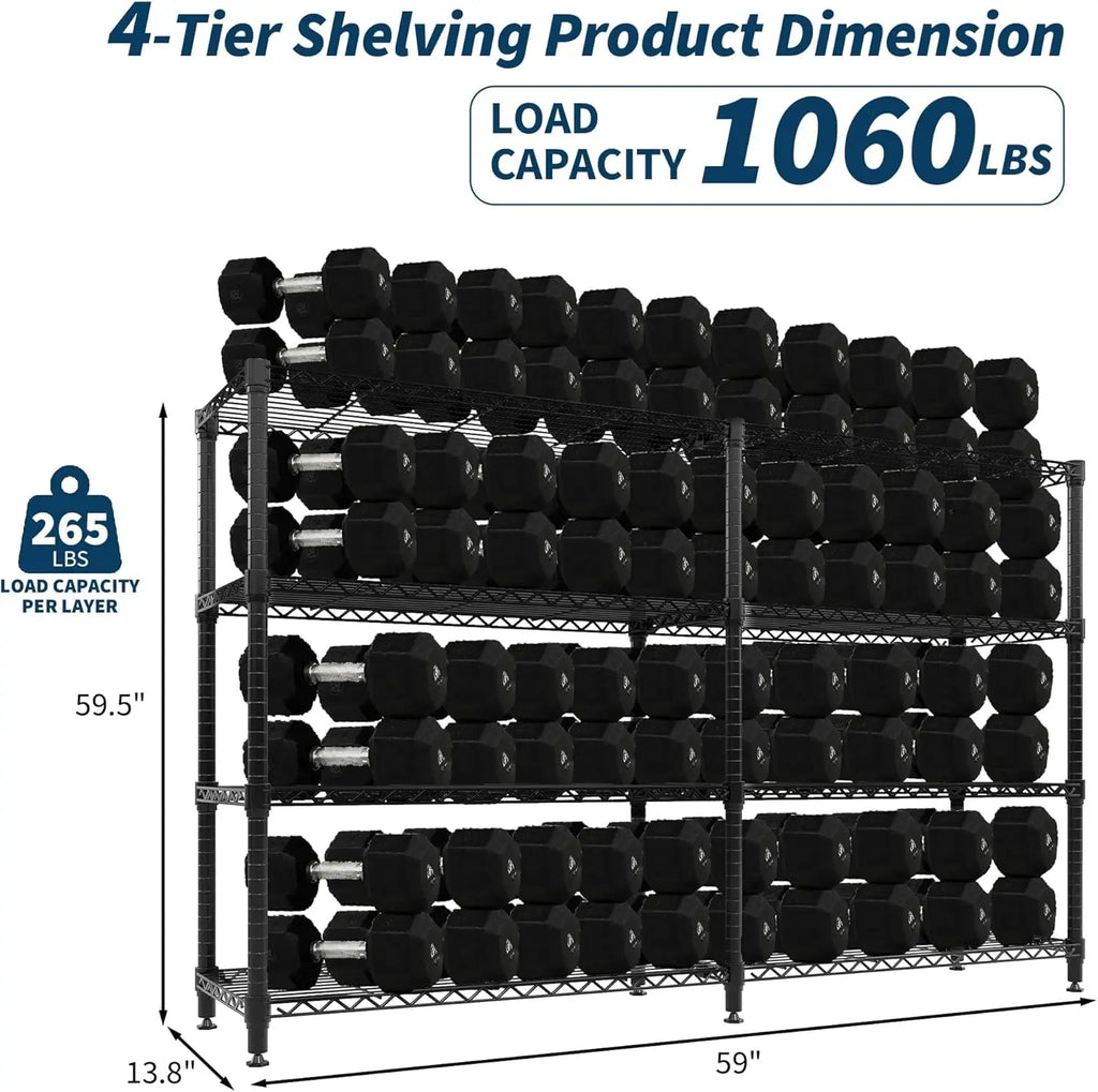 Heavy Duty Metal Shelving Unit 4-Tier Wire Rack