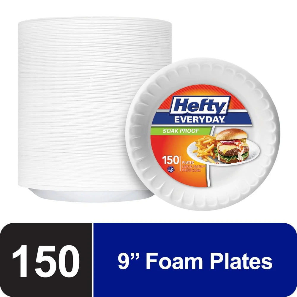 Disposable Foam Plates 9 Inch 150 Count