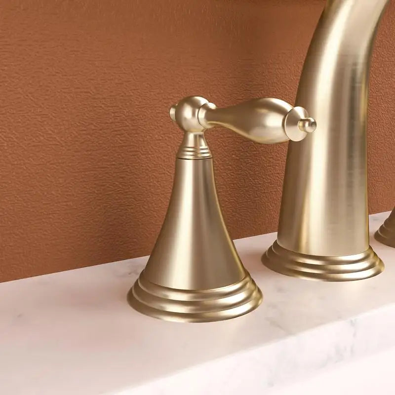 Gold 2-Handle Widespread Bathroom Faucet