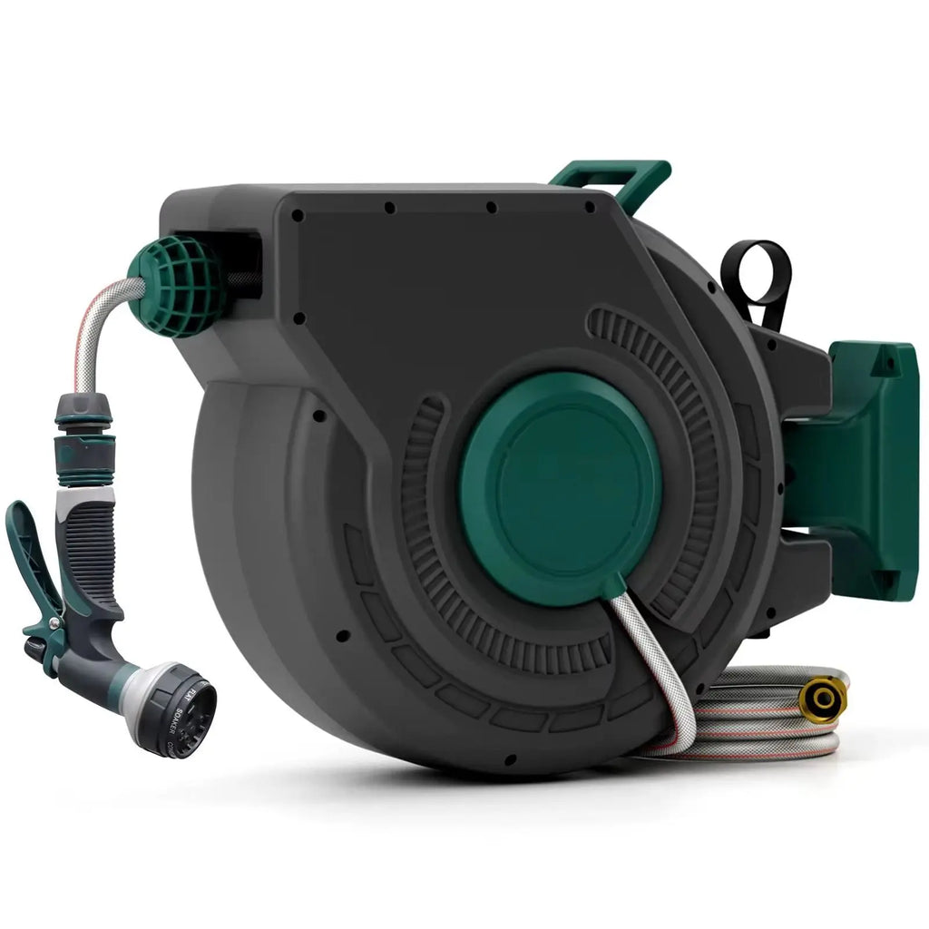 Retractable Garden Hose Reel 1/2 Inch x 130 ft, Wall Mounted