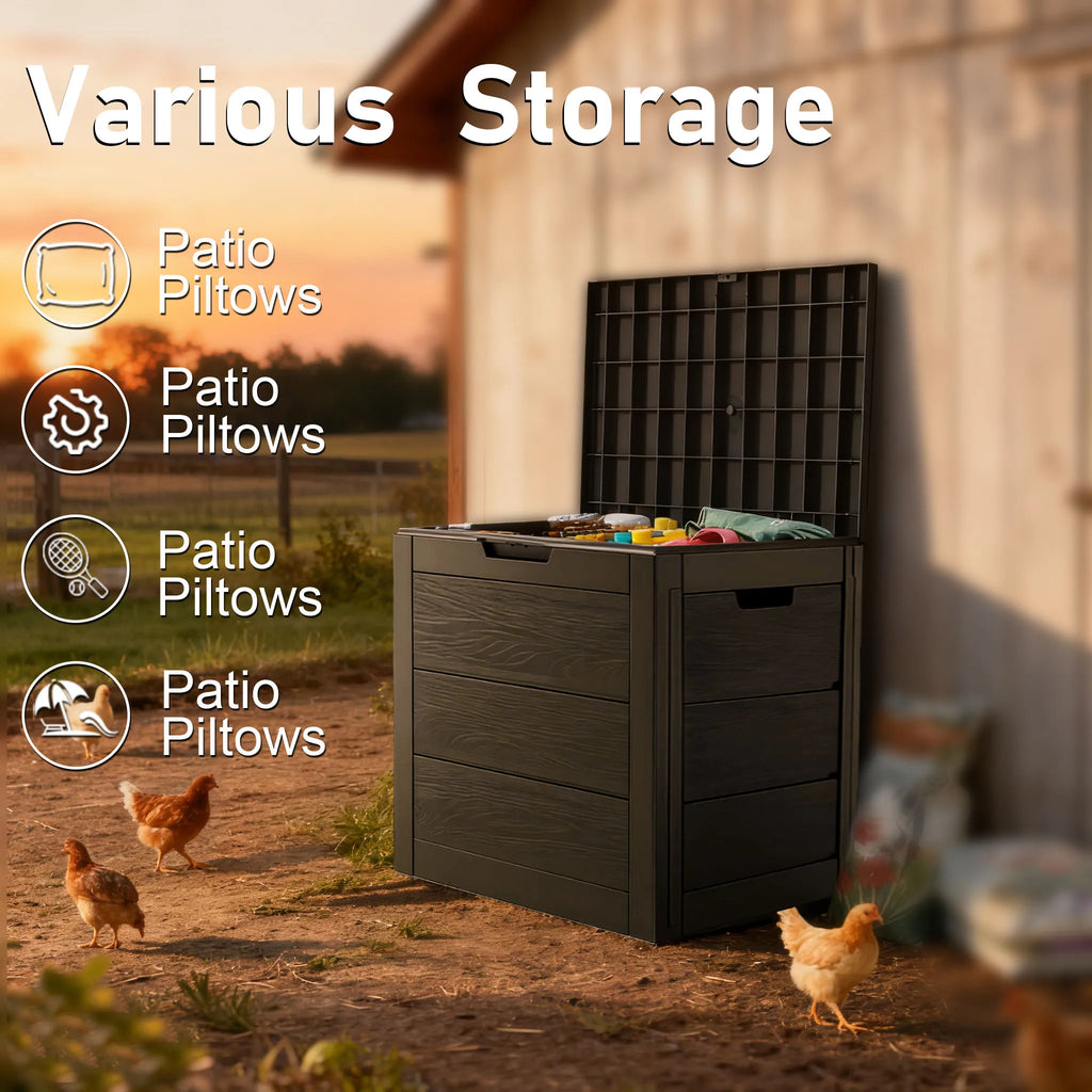 75 Gallon Large Outdoor Deck Box With Lockable Lid