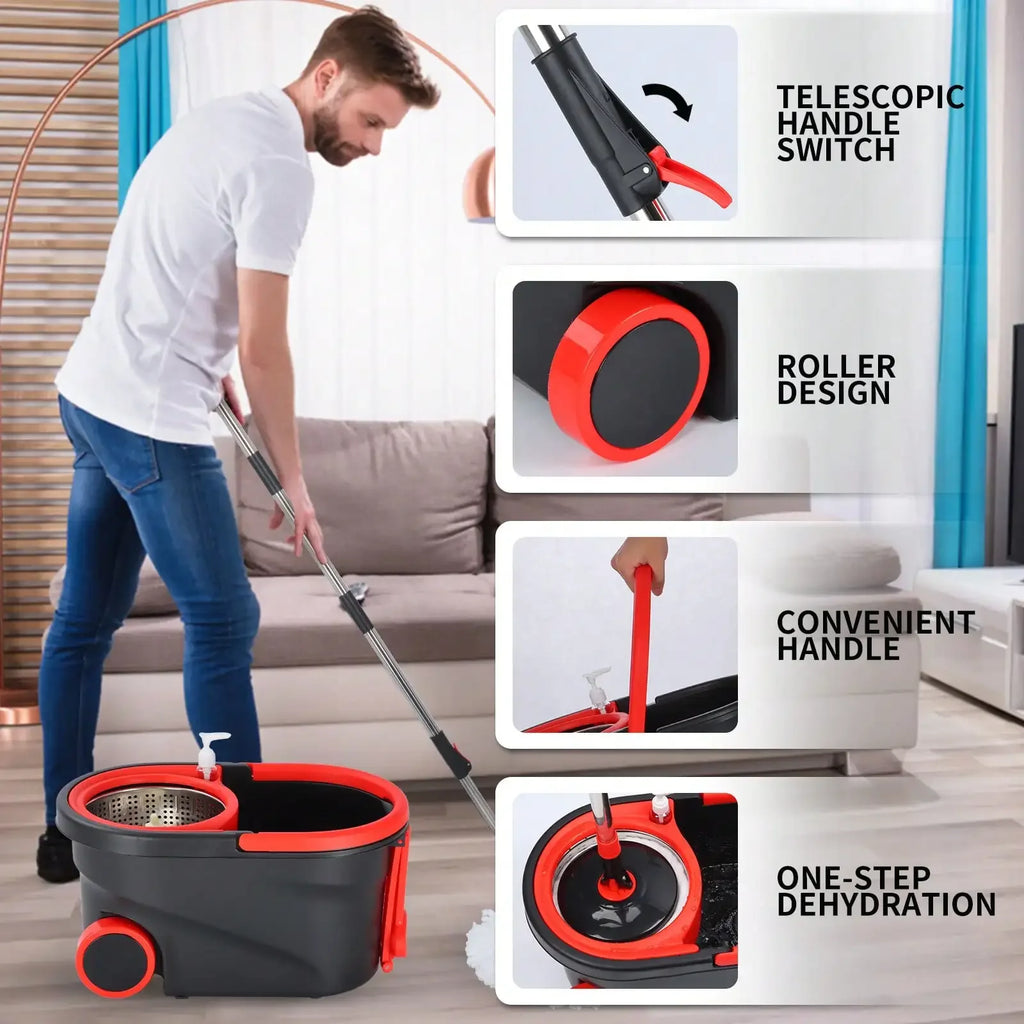 Rolling Spin Mop Bucket Set with Wringer