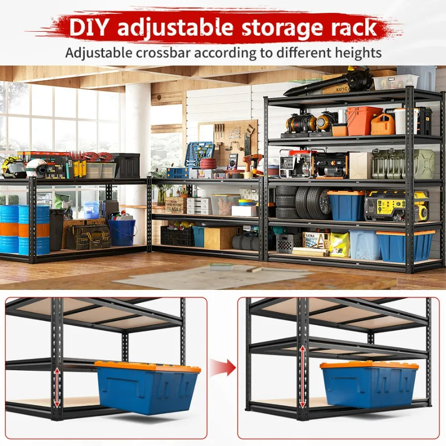 Adjustable Garage Storage Industrial Shelf,48"W x 24"D x 72"H