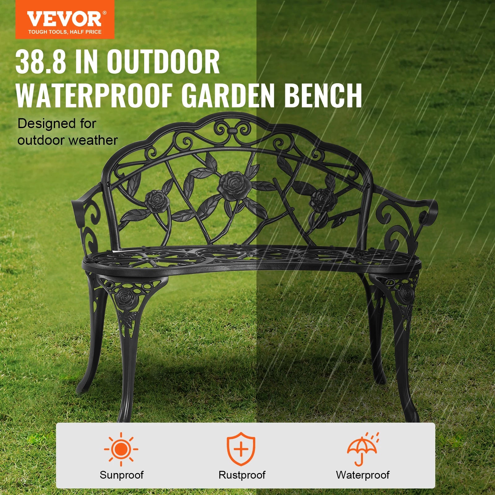 Outdoor Bench Wooden Metal
