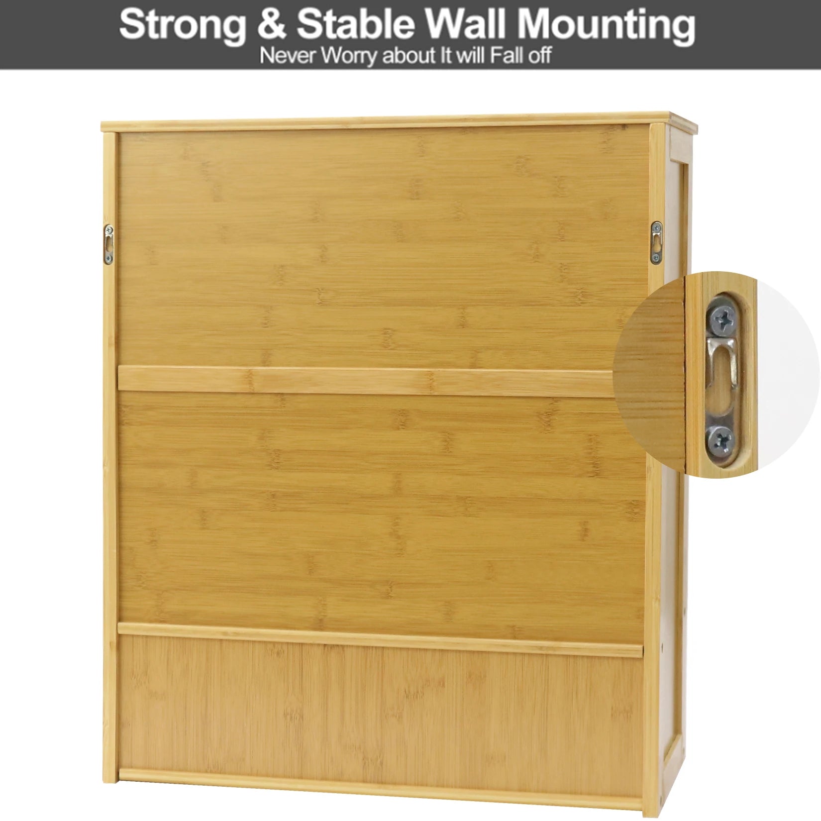 Natural Bamboo Wall-Mounted Adjustable Shelf