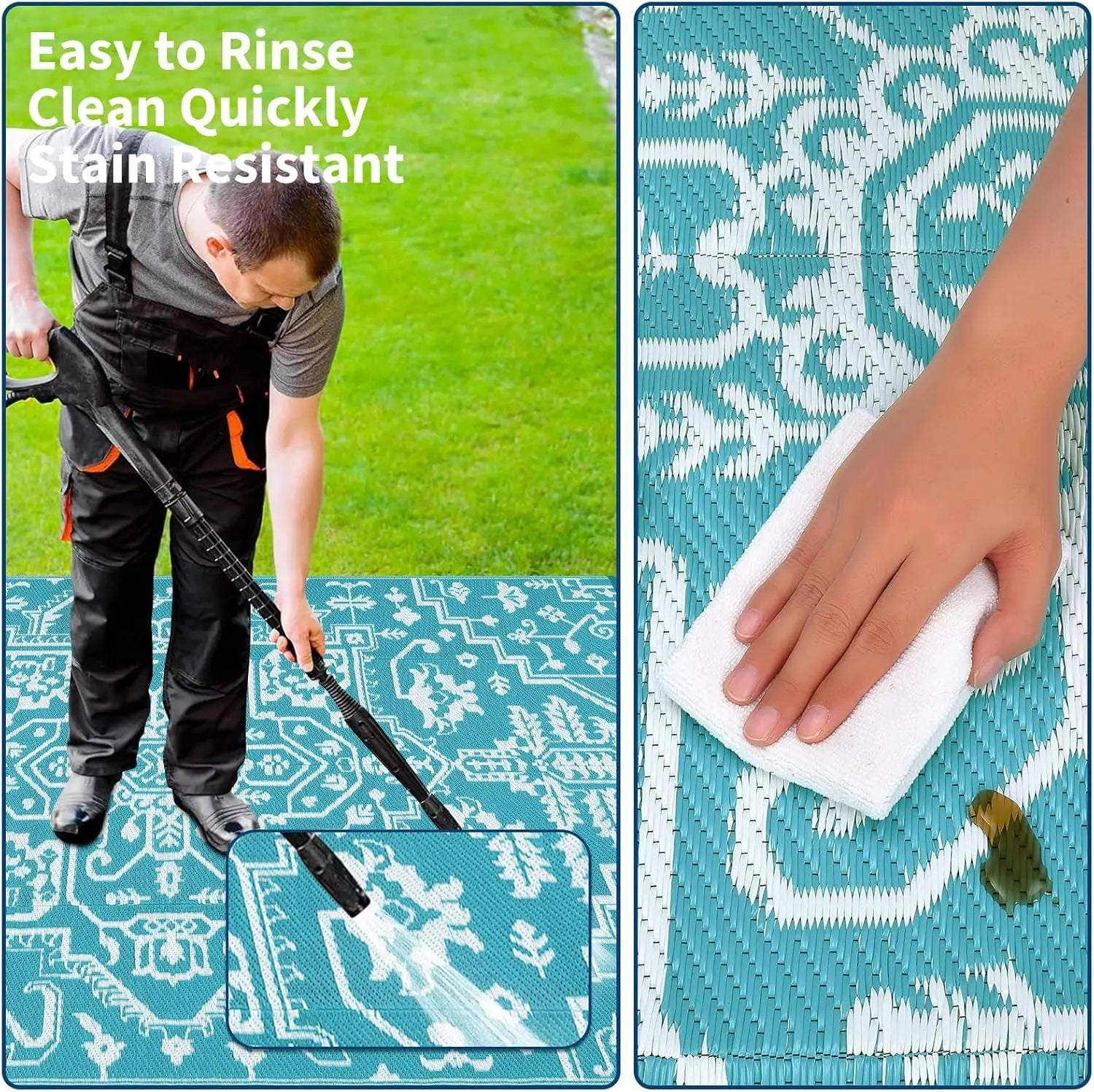 Waterproof Outdoor Area Rug Stain-Resistant