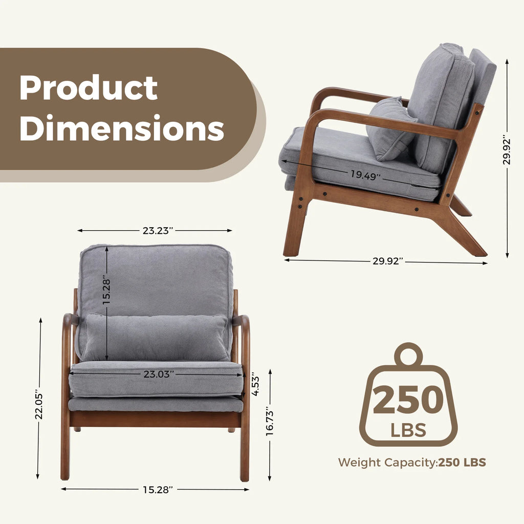 Wooden Chair with Arms and Waist Cushion