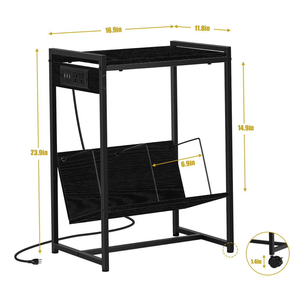 Record Player Stand with Vinyl Storage Side Table