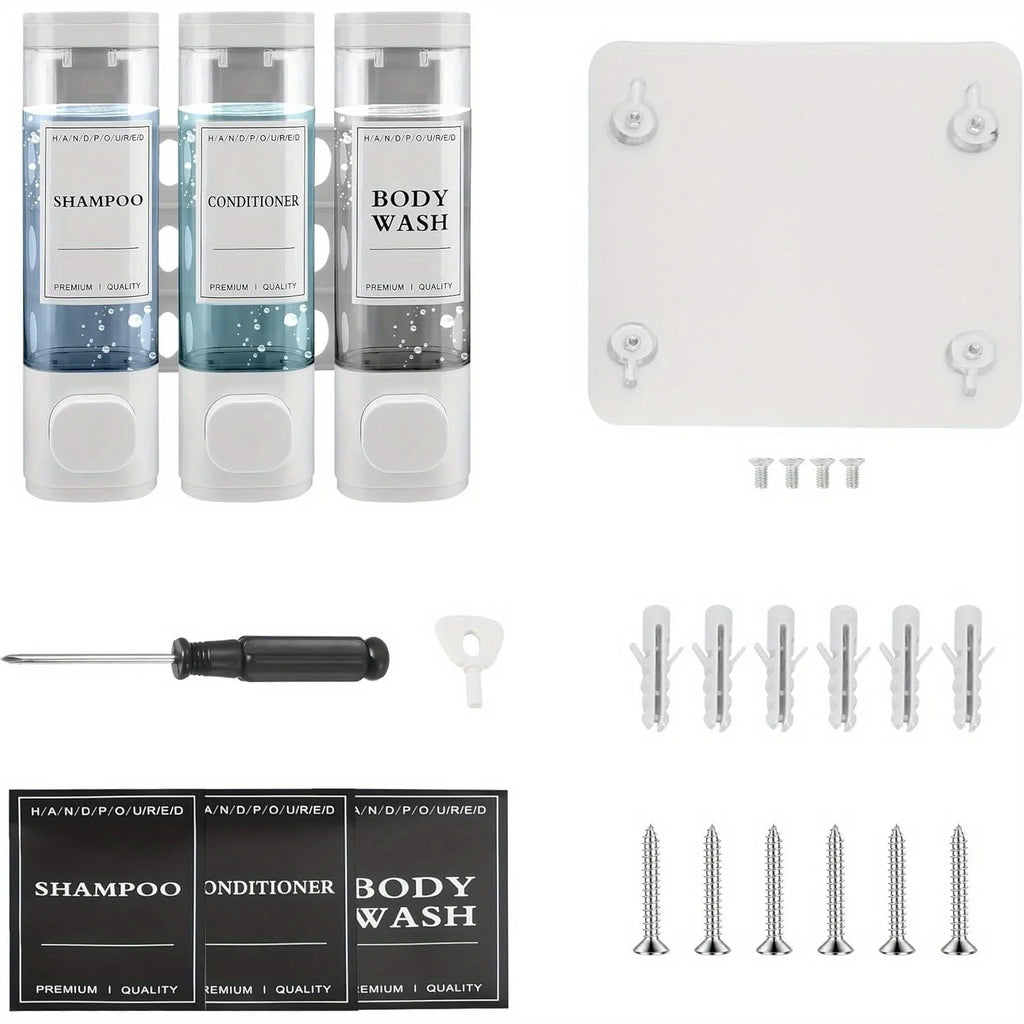 Shower Gel Dispenser, 3-in-1 Shampoo and Conditioner