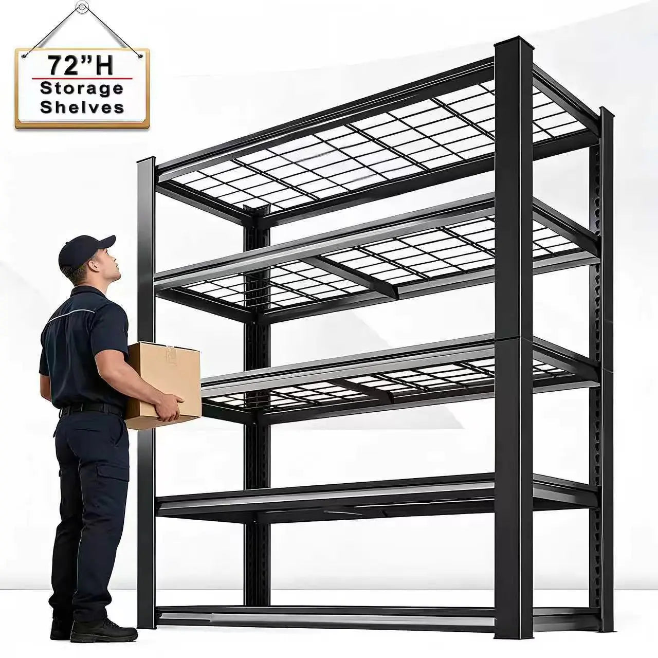 72" Adjustable Metal Double Layer Column Shelving