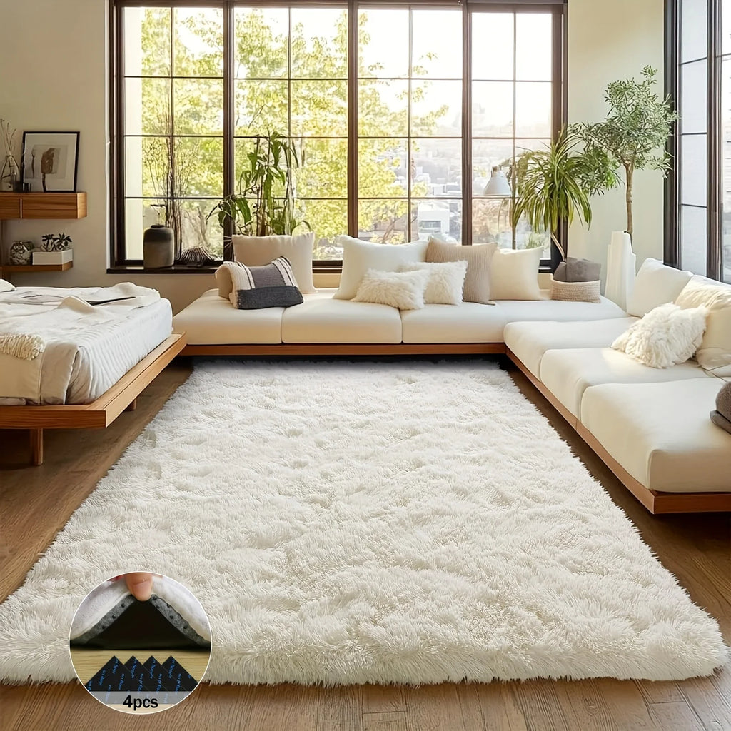 Off-White Soft Shag Plush Carpet