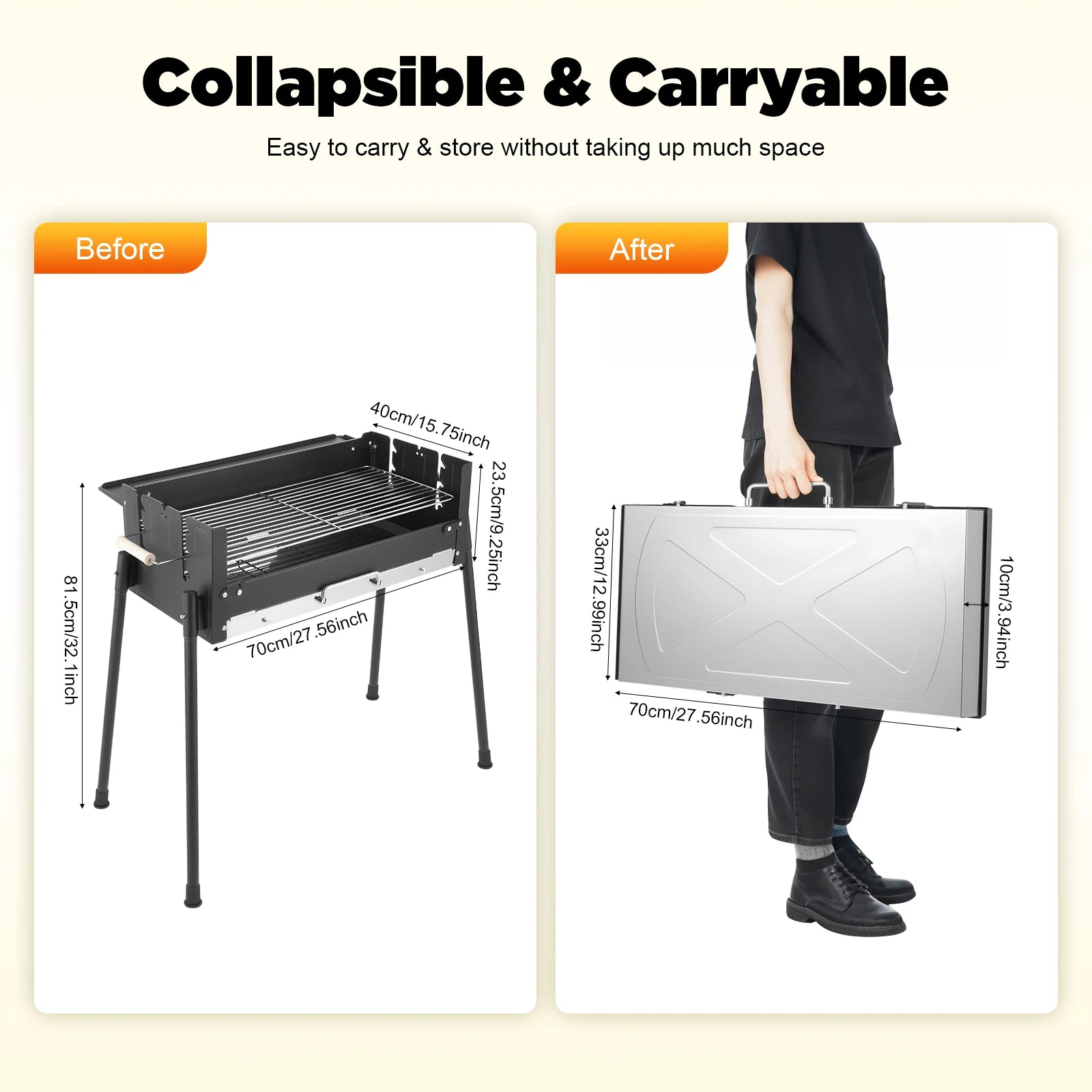 Portable Stainless Steel Outdoor Barbecue Grill