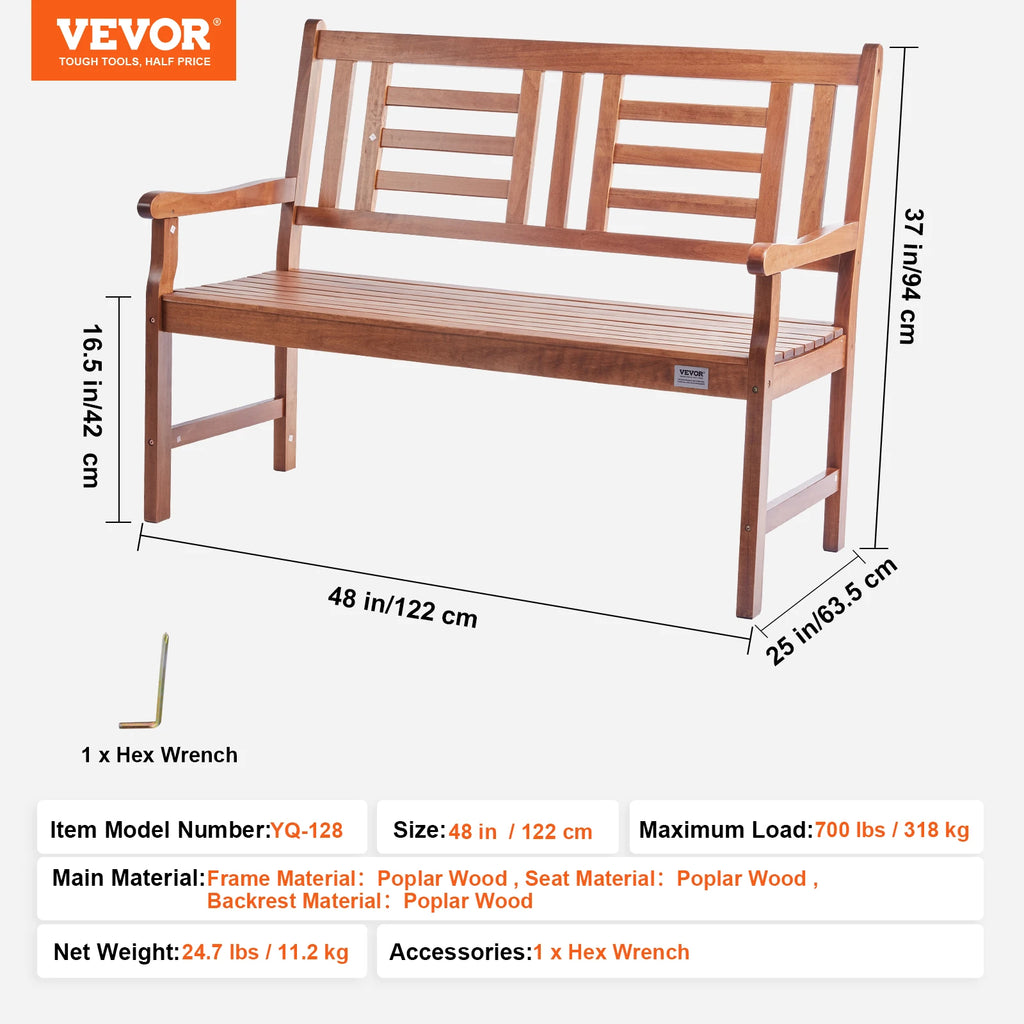 Outdoor Bench Wooden Metal