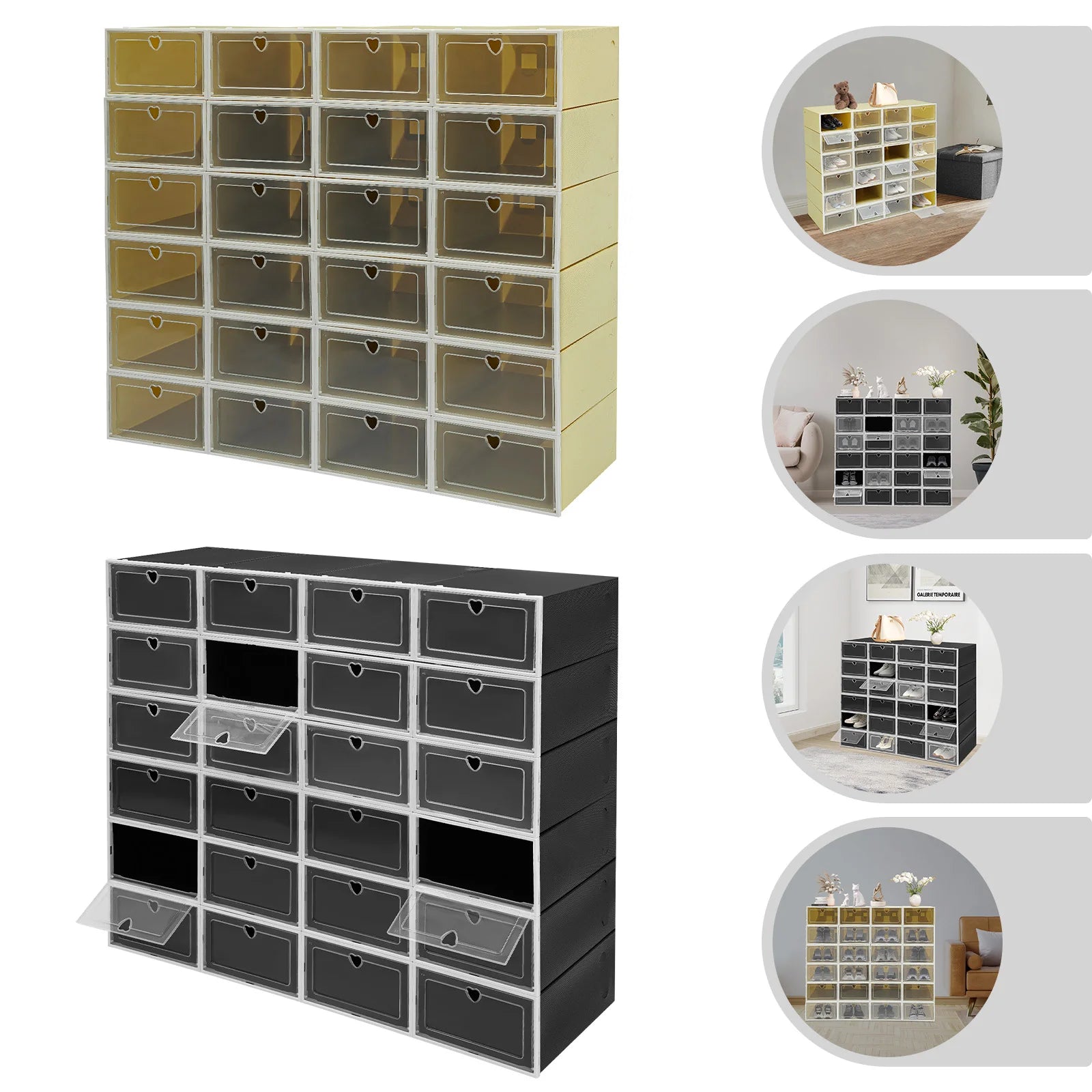 24Pcs Shoe Organizer Boxes Stackable