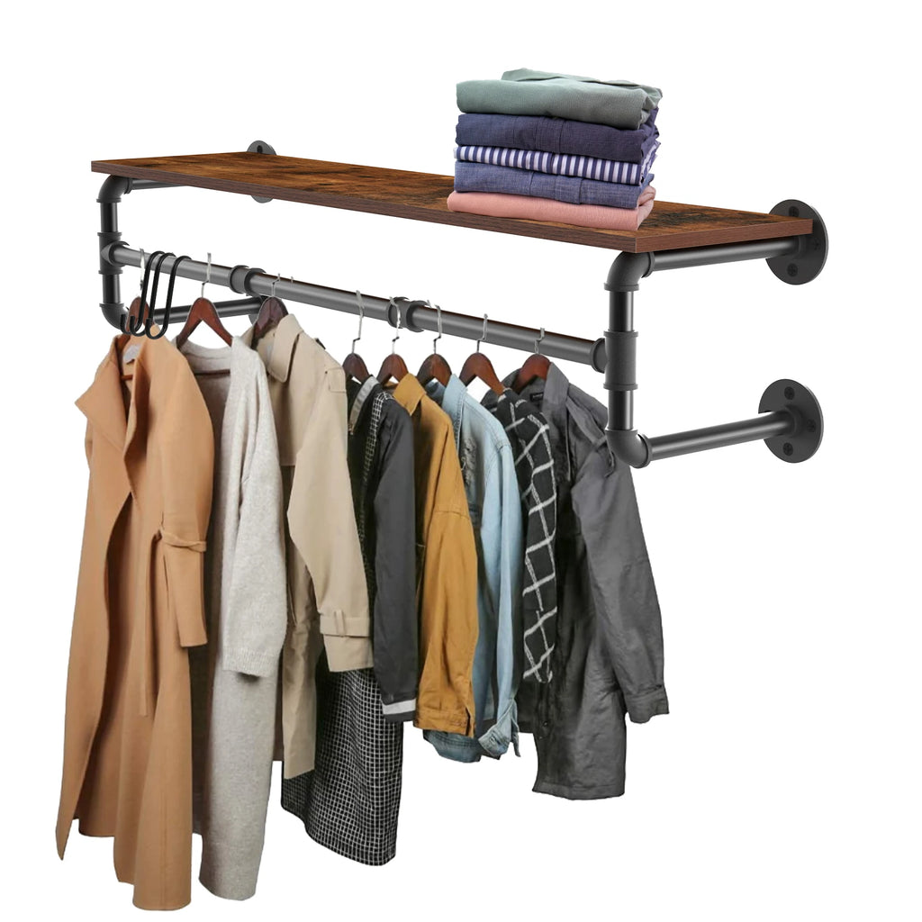 Industrial Pipe Clothing Rack Wall Mounted